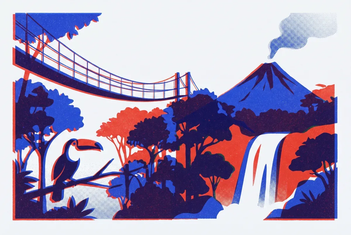 Illustrated postcard: everyday life in Costa Rica