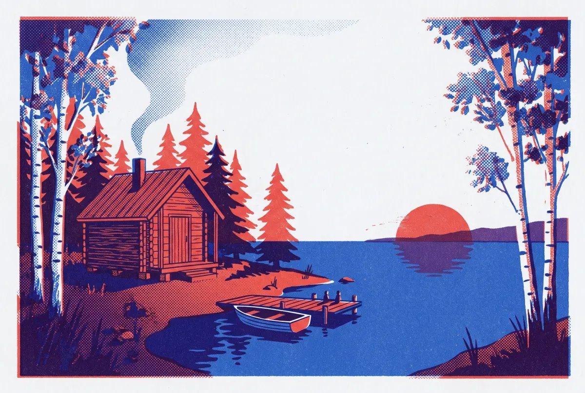 Illustrated postcard: everyday life in Finland