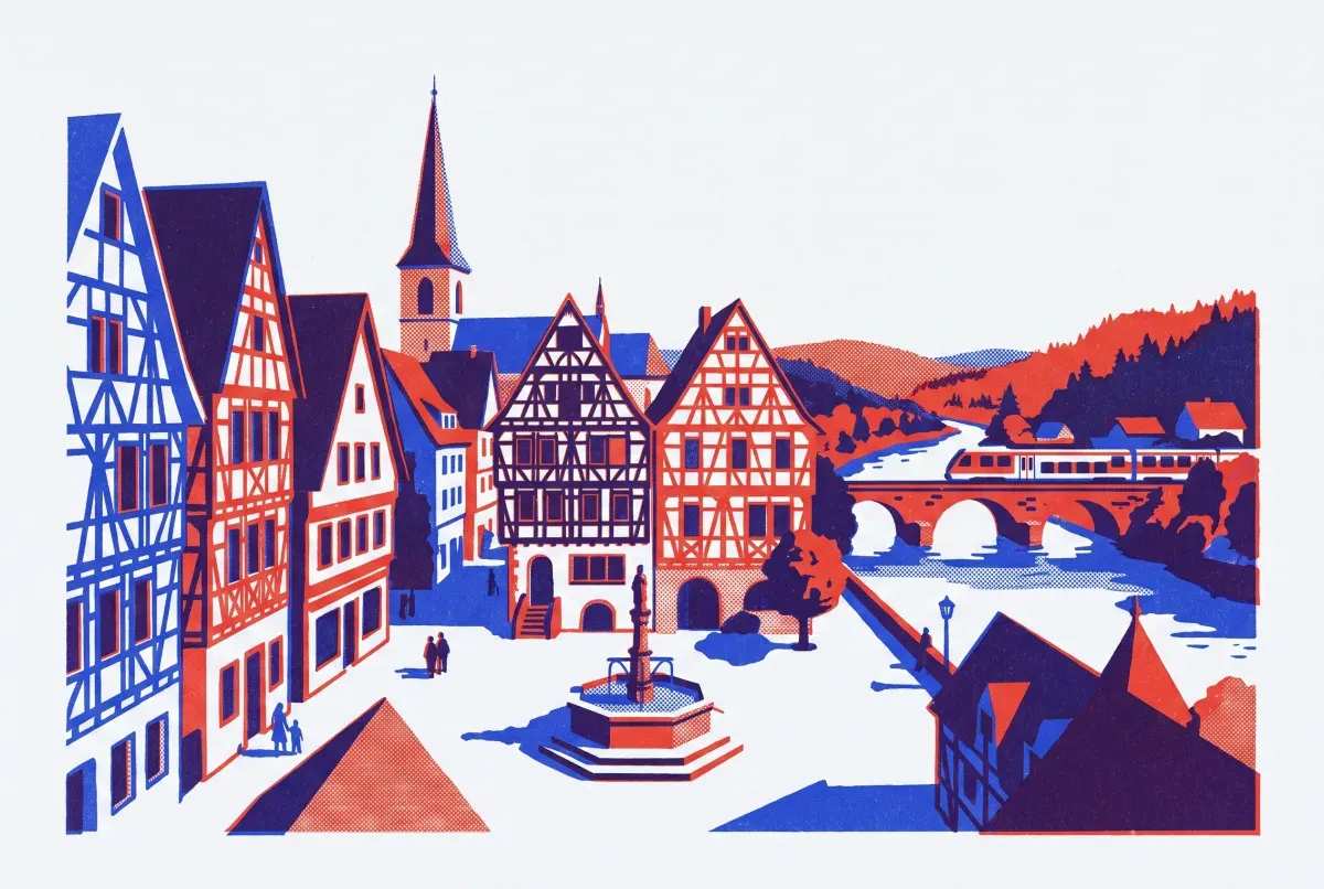 Illustrated postcard: everyday life in Germany