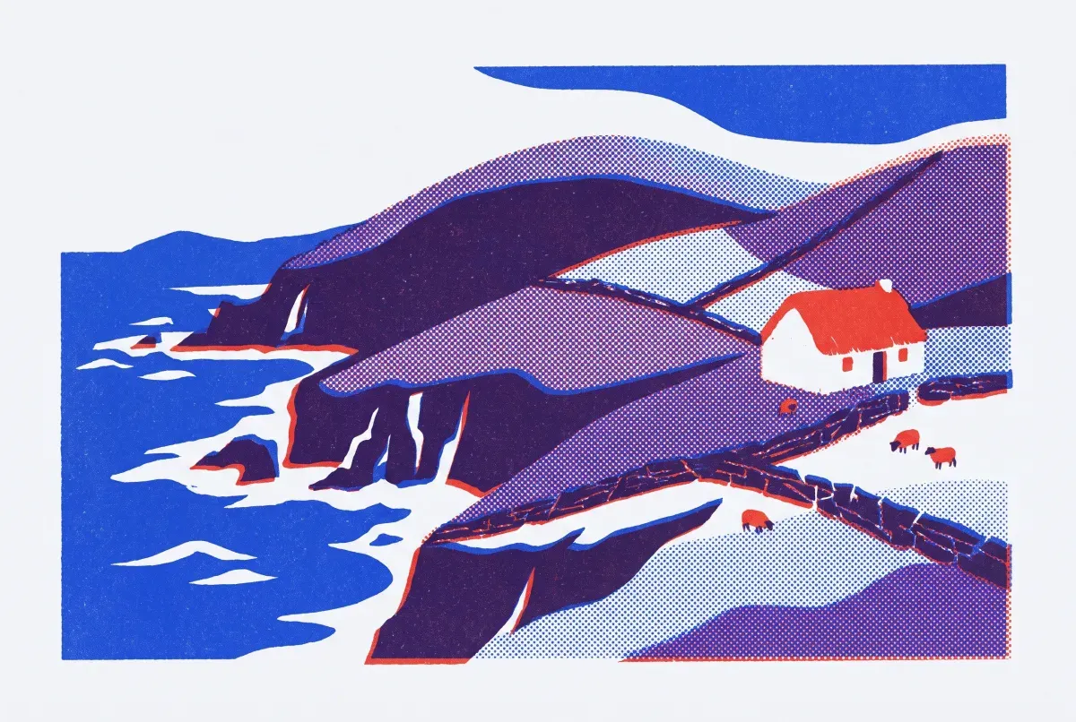 Illustrated postcard: everyday life in Ireland