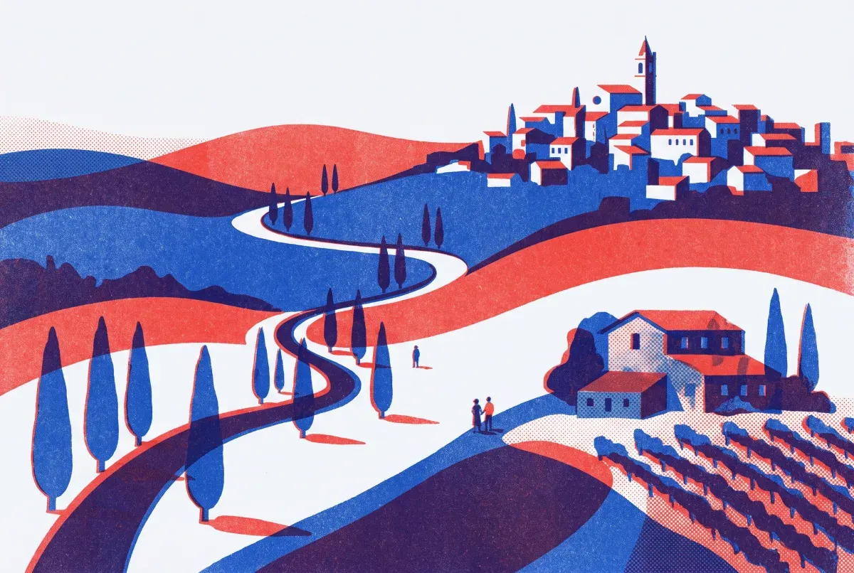 Illustrated postcard: everyday life in Italy