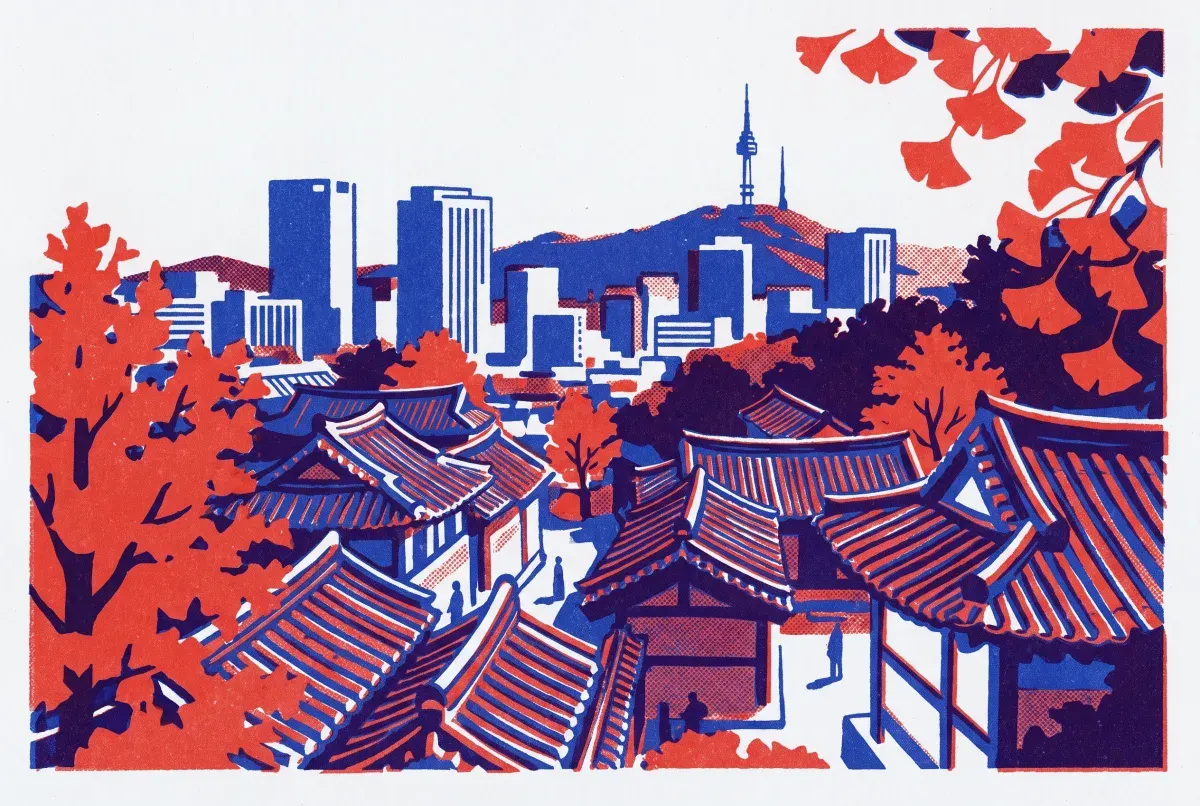 Illustrated postcard: everyday life in South Korea