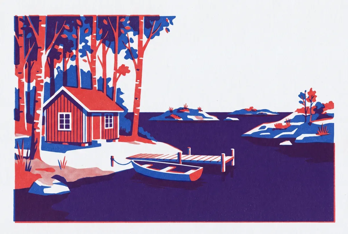 Illustrated postcard: everyday life in Sweden