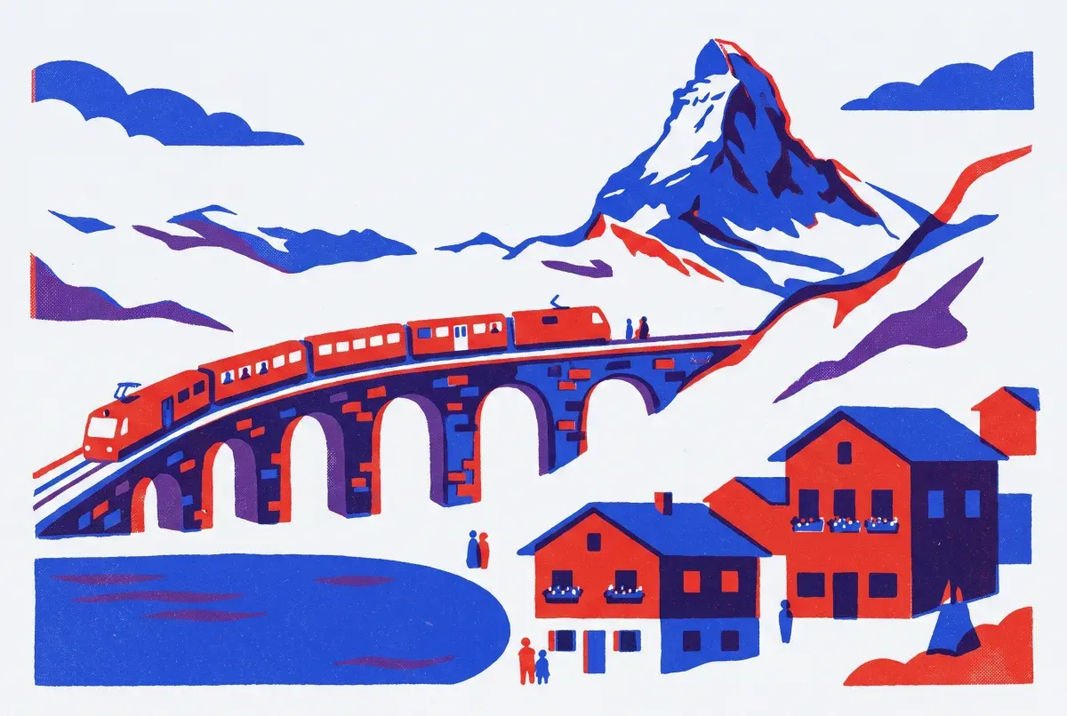 Illustrated postcard: everyday life in Switzerland