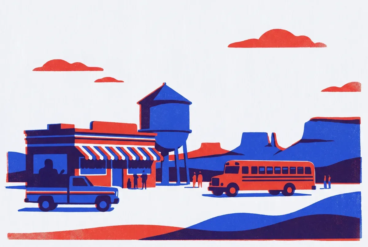 Illustrated postcard: everyday life in United States
